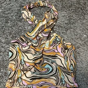 Timing Vibrant Swirl Halter Crop Top